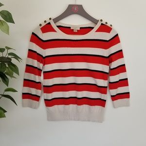 ⭐ 3/$20 LOFT Orange & White Stripe Sweater